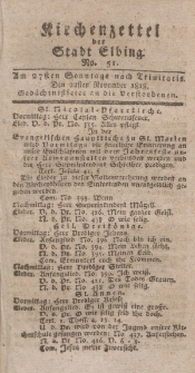 Kirchenzettel der Stadt Elbing, Nr. 51, 27 November 1818