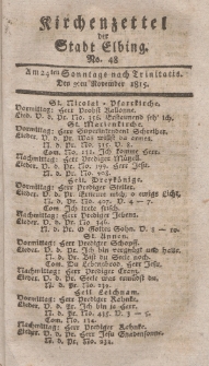 Kirchenzettel der Stadt Elbing, Nr. 48, 5 November 1815