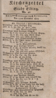 Kirchenzettel der Stadt Elbing, Nr. 49, 12 November 1815