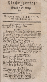 Kirchenzettel der Stadt Elbing, Nr. 51, 26 November 1815