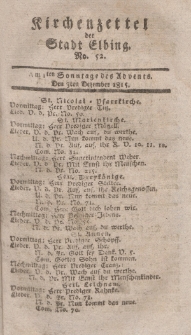 Kirchenzettel der Stadt Elbing, Nr. 52, 3 Dezember 1815