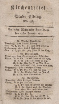 Kirchenzettel der Stadt Elbing, Nr. 56, 25 Dezember 1815