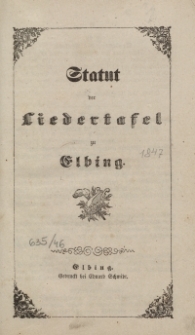 Statut der Liedertafel zu Elbing
