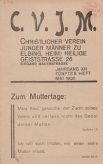 Das Blatt des CVJM, H. 5, Jahrgang XIII