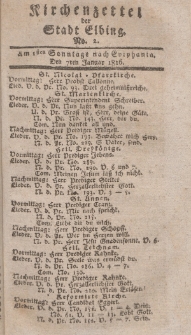 Kirchenzettel der Stadt Elbing, Nr. 2, 7 Januar 1816