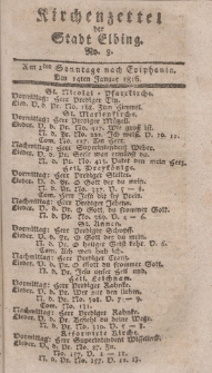 Kirchenzettel der Stadt Elbing, Nr. 3, 14 Januar 1816