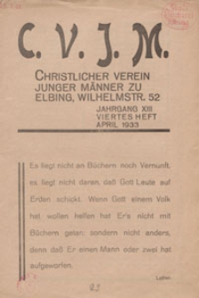 Das Blatt des CVJM, H. 4, Jahrgang XIII
