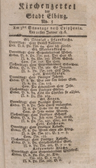 Kirchenzettel der Stadt Elbing, Nr. 5, 21 Januar 1816