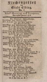 Kirchenzettel der Stadt Elbing, Nr. 6, 28 Januar 1816