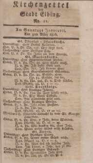 Kirchenzettel der Stadt Elbing, Nr. 11, 3 März 1816