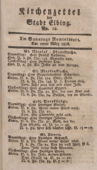 Kirchenzettel der Stadt Elbing, Nr. 12, 10 März 1816