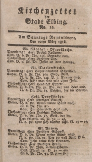 Kirchenzettel der Stadt Elbing, Nr. 12, 10 März 1816