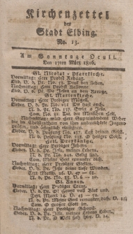 Kirchenzettel der Stadt Elbing, Nr. 13, 17 März 1816