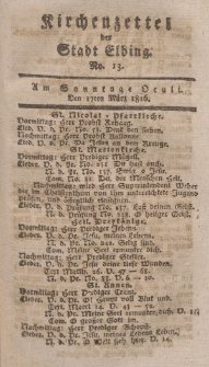 Kirchenzettel der Stadt Elbing, Nr. 13, 17 März 1816