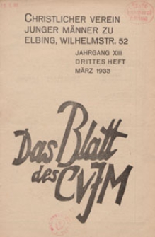 Das Blatt des CVJM, H. 3, Jahrgang XIII
