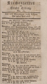 Kirchenzettel der Stadt Elbing, Nr. 20, 28 April 1816