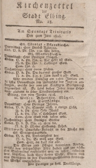 Kirchenzettel der Stadt Elbing, Nr. 28, 9 Juni 1816