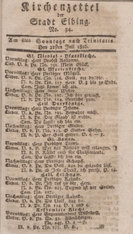 Kirchenzettel der Stadt Elbing, Nr. 34, 21 Juli 1816