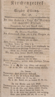 Kirchenzettel der Stadt Elbing, Nr. 36, 3 August 1816