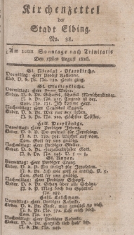 Kirchenzettel der Stadt Elbing, Nr. 38, 18 August 1816