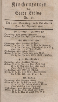 Kirchenzettel der Stadt Elbing, Nr. 40, 1 September 1816