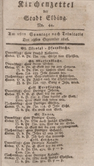 Kirchenzettel der Stadt Elbing, Nr. 44, 29 September 1816