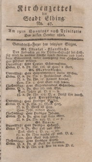 Kirchenzettel der Stadt Elbing, Nr. 47, 20 Oktober 1816