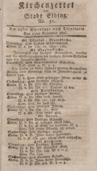 Kirchenzettel der Stadt Elbing, Nr. 51, 17 November 1816