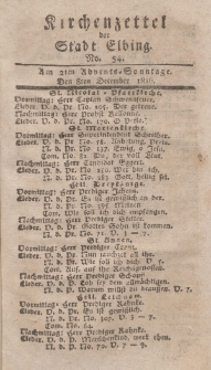 Kirchenzettel der Stadt Elbing, Nr. 54, 8 Dezember 1816