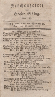 Kirchenzettel der Stadt Elbing, Nr. 55, 15 Dezember 1816