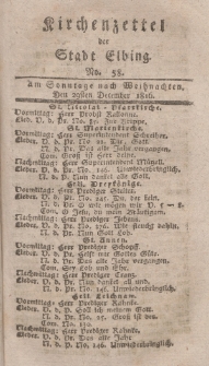 Kirchenzettel der Stadt Elbing, Nr. 58, 29 Dezember 1816