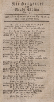 Kirchenzettel der Stadt Elbing, Nr. 3, 10 Januar 1819