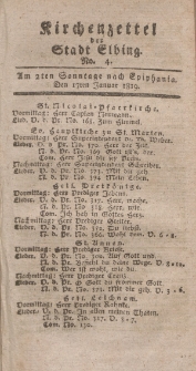 Kirchenzettel der Stadt Elbing, Nr. 4, 17 Januar 1819
