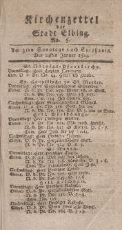 Kirchenzettel der Stadt Elbing, Nr. 5, 24 Januar 1819