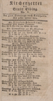 Kirchenzettel der Stadt Elbing, Nr. 6, 31 Januar 1819