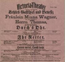 Pozycja nr 43 z kolekcji Henryka Nitschmanna : Victoria-Theater : Durch Ohr ; Ihr Retter...