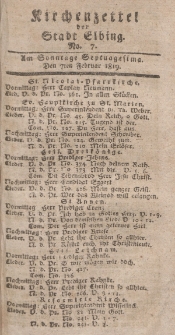 Kirchenzettel der Stadt Elbing, Nr. 7, 7 Februar 1819