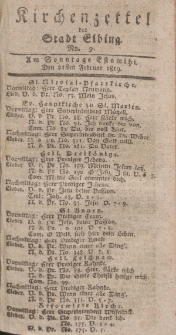 Kirchenzettel der Stadt Elbing, Nr. 9, 21 Februar 1819