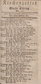 Kirchenzettel der Stadt Elbing, Nr. 10, 28 Februar 1819