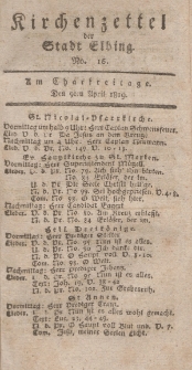 Kirchenzettel der Stadt Elbing, Nr. 16, 9 April 1819