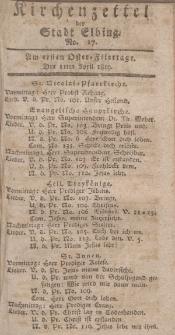 Kirchenzettel der Stadt Elbing, Nr. 17, 11 April 1819