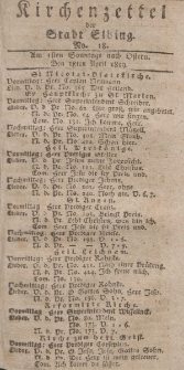 Kirchenzettel der Stadt Elbing, Nr. 18, 18 April 1819