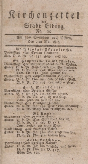 Kirchenzettel der Stadt Elbing, Nr. 20, 2 Mai 1819