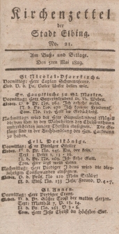 Kirchenzettel der Stadt Elbing, Nr. 21, 5 Mai 1819