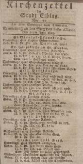 Kirchenzettel der Stadt Elbing, Nr. 29, 20 Juni 1819