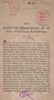 Ueber barometrische Höhenmessungen und die dabei erforderlichen Correktionen.