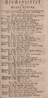 Kirchenzettel der Stadt Elbing, Nr. 45, 10 Oktober 1819