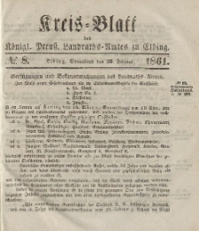 Kreis-Blatt des Königlich Preußischen Landraths-Amtes zu Elbing, Nr. 8 Sonnabend 23 Februar 1861