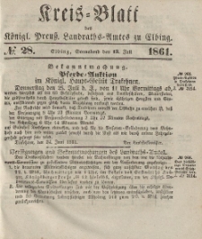 Kreis-Blatt des Königlich Preußischen Landraths-Amtes zu Elbing, Nr. 28 Sonnabend 13 Juli 1861