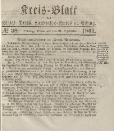 Kreis-Blatt des Königlich Preußischen Landraths-Amtes zu Elbing, Nr. 38 Sonnabend 21 September 1861